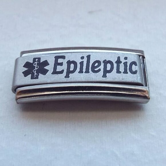 Epileptic medical alert sign 9mm laser Italian charm bracelet super link new - Picture 1 of 2